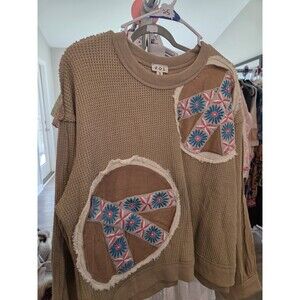Pol Peace Sign Sweater 25 Pit To Pit New with Tags Size Small Oversized